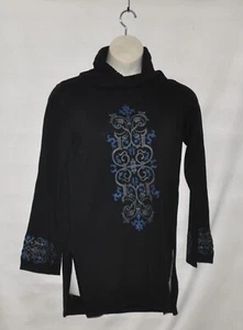Linea by Louis Dell'Olio Embroidered Cowl Neck Sweater Size S Black - Picture 1 of 3