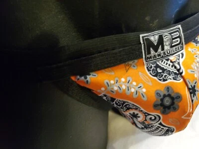 Halloween Skull Skeleton Jockstrap, Orange Black Jock, Modern Style 1" Waistband - Image 1 of 4