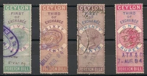 Ceylon Briefmarken 1889-1894 4 ausländische Geldscheinmarken gebraucht - Bild 1 von 1