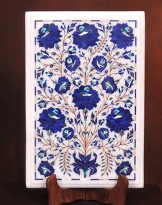 18" x 12" Marble Corner Side Table Top Lapis Floral Inlay Home & Garden - Picture 1 of 1