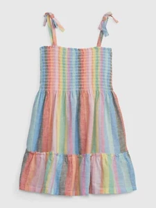 NEW GAP $40 Toddler Girls Rainbow Striped Linen-Cotton Summer Dress Size 2T - Picture 1 of 3