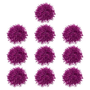 Cheerleading Pom Poms with Handle, 10 Pack Cheering Hand Flower, Rose Red - Picture 1 of 6