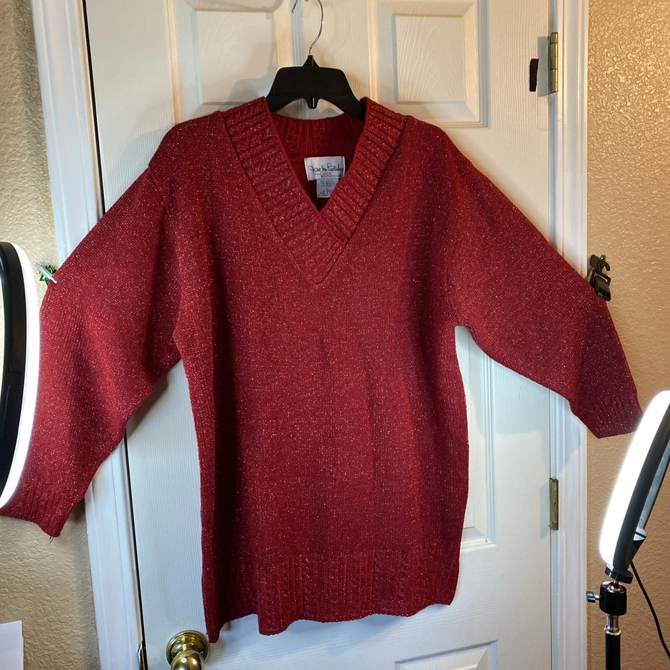 Vintage Diane Von Furstenberg The Color Authority Women L Metallic Knit Sweater - Image 1 of 4