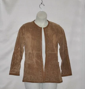 Linea by Louis Dell'Olio Studded Fully Lined Suede Jacket Size S Camel - Picture 1 of 2