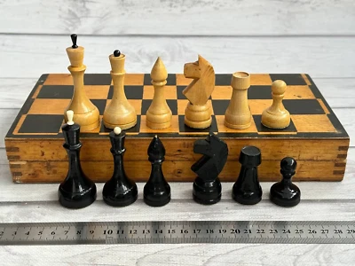 Chess set Soviet chess set USSR chess set Wood chess Vintage chess Chess pieces - Image 1 of 4