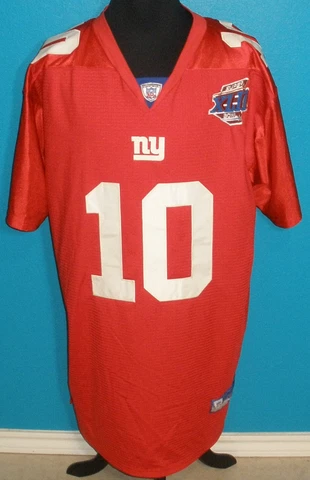 EUC Mens 60 Reebok NFL New York NY Giants 10 Eli Manning Super Bowl Jersey SEWN Cover