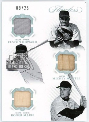 Elston Howard Mickey Mantle Roger Maris 2019 cartão relíquia impecável #TL-HMM 9/25 - Imagem 1 de 2