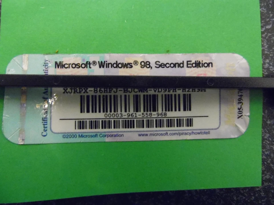 Win 98 Second Edition OEM Product Key # - Bild 1 von 1