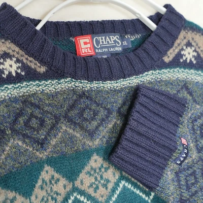 Suéter de punto 100 % lana vintage Chaps Ralph Lauren para hombre talla XL Foto 1 de 4