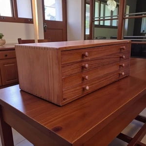 Paul McCobb-like 4-Drawer Mid-Century Blonde Wood Jewelry Storage Box - Picture 1 of 12