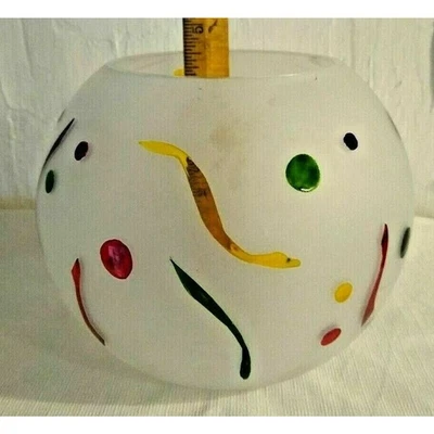 Tigela de vidro fosco círculo presente Teleflora pintada à mão confete 41/2" H com suporte - Imagem 1 de 4