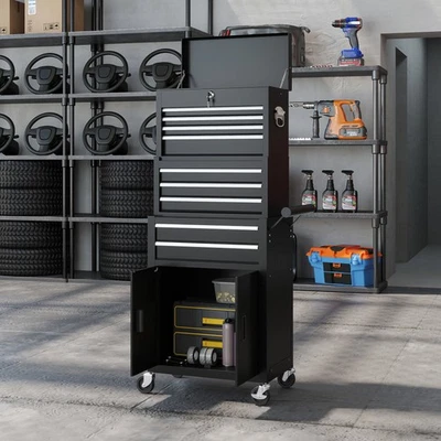 HOMCOM 3-in-1 Werkzeugkiste, rollender Werkzeugschrank mit 9 Schubladen - Bild 1 von 4