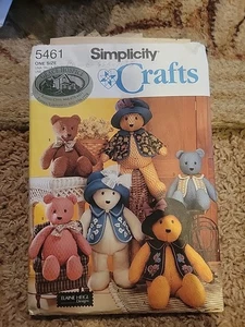 Vintage Simplicity Crafts Teddy Bears Outfits Sewing Pattern 5461  - Picture 1 of 6