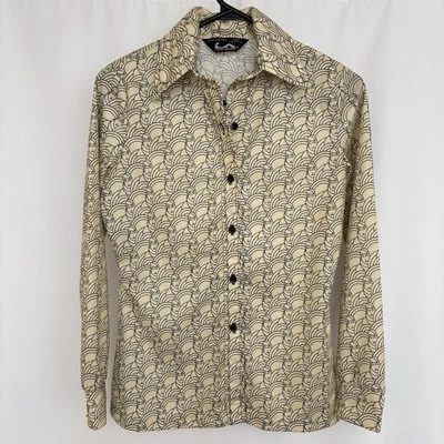 VTG womens SHIRT 70s Polyester DISCO GEEK 36 - Size Small / Medium - MOD - Image 1 of 4