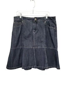 Fashion Bug Denim Jean Skirt Womens 14 Trumpet Flare Pieced Panels Y2K Pockets - Picture 1 of 3