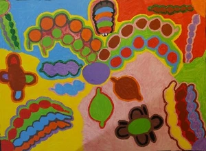 Flora Holt Napaltjarri Australian Aboriginal painting, 2003 Bush Tucker, COA! - Picture 1 of 6