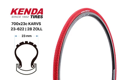 28 Zoll KENDA KARVS Fahrrad Falt Reifen 23-622 tire 700x23c Folding Rot B-Ware - Bild 1 von 4