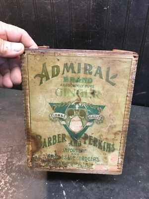 Antique GINGER   Wood General Store Display box Paper ADMIRAL BRAND - Image 1 of 4