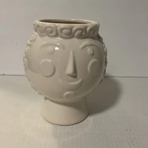 Ceramic 7” Face Planter Flower Pot Planter Head Vase White New - Picture 1 of 5