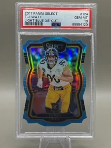 2017 Panini Select #124 - T.J. Watt RC (Light Blue Die-Cut 22/99) PSA GEM MT 10 - Picture 1 of 2