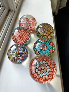 More details for vintage millefiori glass paperweights