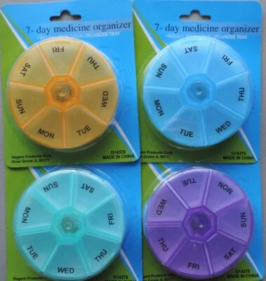 ONE Round Pill Box 7-Day Daily Organizer Medicine Medication Holder Weekly Case - Image 1 of 2