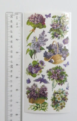 Violette Collection - VIOLET & PURPLE FLOWERS - 1 Sheet of FLOWERS Stickers #C10