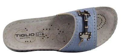 TIGLIO 4306 BLU PANTOFOLE CIABATTE DONNA ESTIVE SOLETTA PELLE - Image 1 of 4