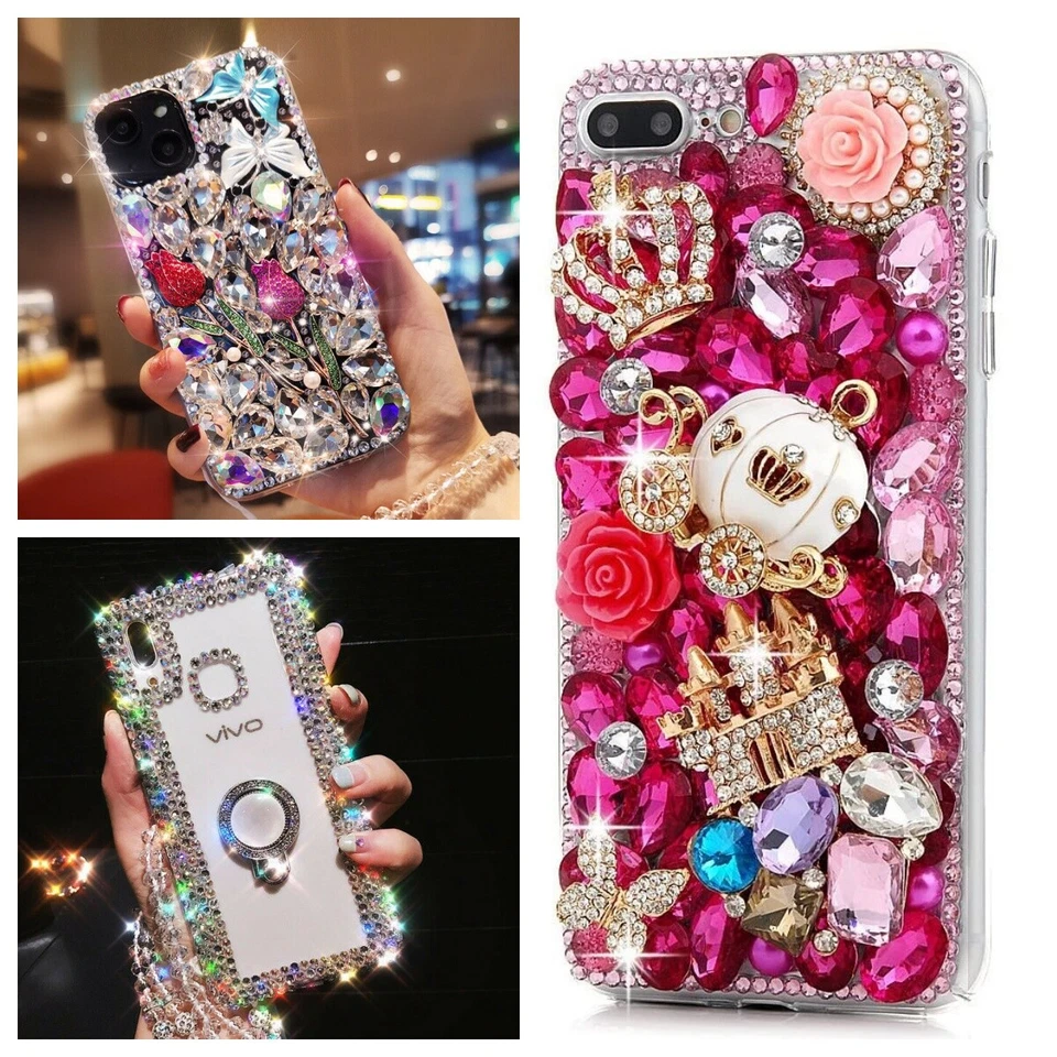 NEW Bling Glitter Handmade Diamonds Crystals Girly TPU Cover for Lively TCL Case - Image 1 of 4