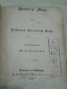 Johann Heinrich Bor - HOMER'S ILIAS - 1839 - Stuttgart und Lubingen - Foto 1 di 1