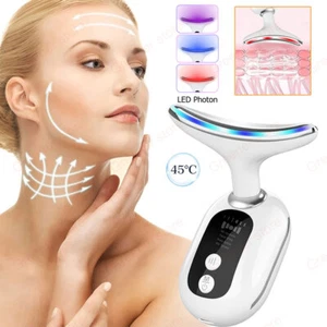 LED Therapie Gesichts Hals Massage Gerät Falten Entferner Hautstraffung Anti-age - Bild 1 von 12