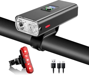 Bike Lights,1600 Lumens Super Bright Bike Lights for Night Riding Safety, USB Re - Picture 1 of 12