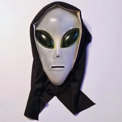 Vintage 90's Alien Halloween Mask With Black Hood E.T. Glow In The Dark - Image 1 of 4