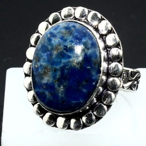 Natural Lapis Lazuli Gemstone Handmade Ring Man & Women Gift Jewelry Size 10 - Picture 1 of 5