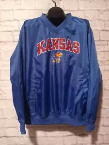 Red Oak NCAA Kansas Jayhawks Men's Blue Pullover Windbreaker Jacket Sz L - Picture 1 of 10