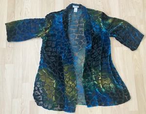 Cárdigan Draper's & Damon's Mujer S Terciopelo Burnout Iridiscente Estampado Animal Boho - Imagen 1 de 13