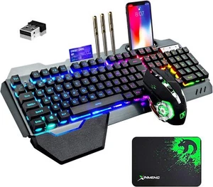 Wireless Gaming Keyboard and Mouse with Rainbow LED /16RGB Backlit Rechargeable - Picture 1 of 15