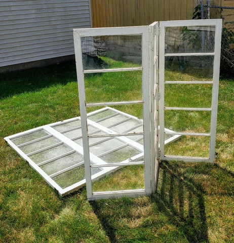 (2) Vintage Farmhouse Windows 3-Tier (Accordion Style) 5-Pane Window 70"W × 62"L Cover
