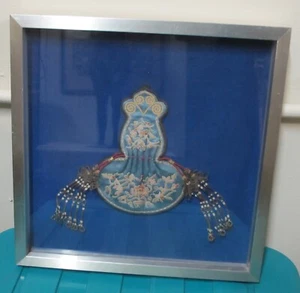 Gerahmte CHINESISCHE Qing-Dynastie verzierte VOGEL & BLUME bestickte Seide GELDBÖRSE Umhängetasche - Bild 1 von 9