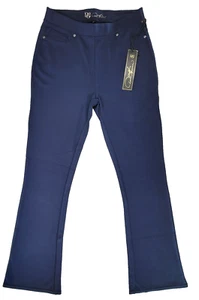 Diane Gilman DG2 Womens Pants Size Small Blue Ponte Flare Legs Pockets New - Picture 1 of 10
