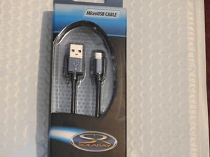 Solaray Micro USB Charger Cable, Braided Black, 3 ft cable/ brand new in box - Photo 1 sur 2