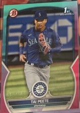2023 Bowman Draft Tai Peete 1st Card Aqua Pink Variant Paper Parallel #/199 RC