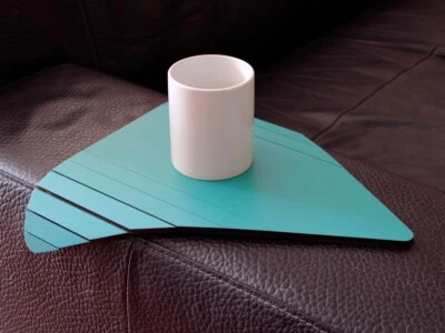 Wooden Flexible Triangular Sofa Table for Armrest - Turquoise Slinky  Couch Tray - Image 1 of 4