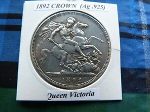 VICTORIAN 1892 CROWN (Ag .925)  Queen Victoria pre 1920  please see description