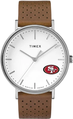 Womens Timex San Francisco 49ers Watch Bright Whites Leather Cover