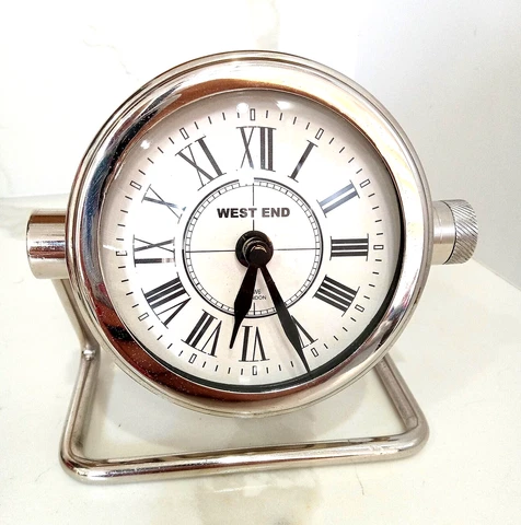Chrome West End Desk Clock RETRO London, Tilts up/down, Vintage, see video Cover