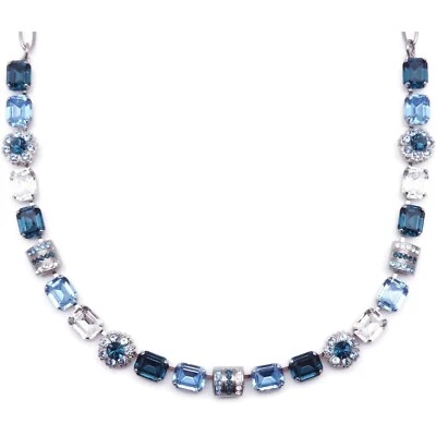 Mariana Night Sky Silver Necklace Blue Clear Crystal Rectangle Flower 21120 NWT - Image 1 of 2