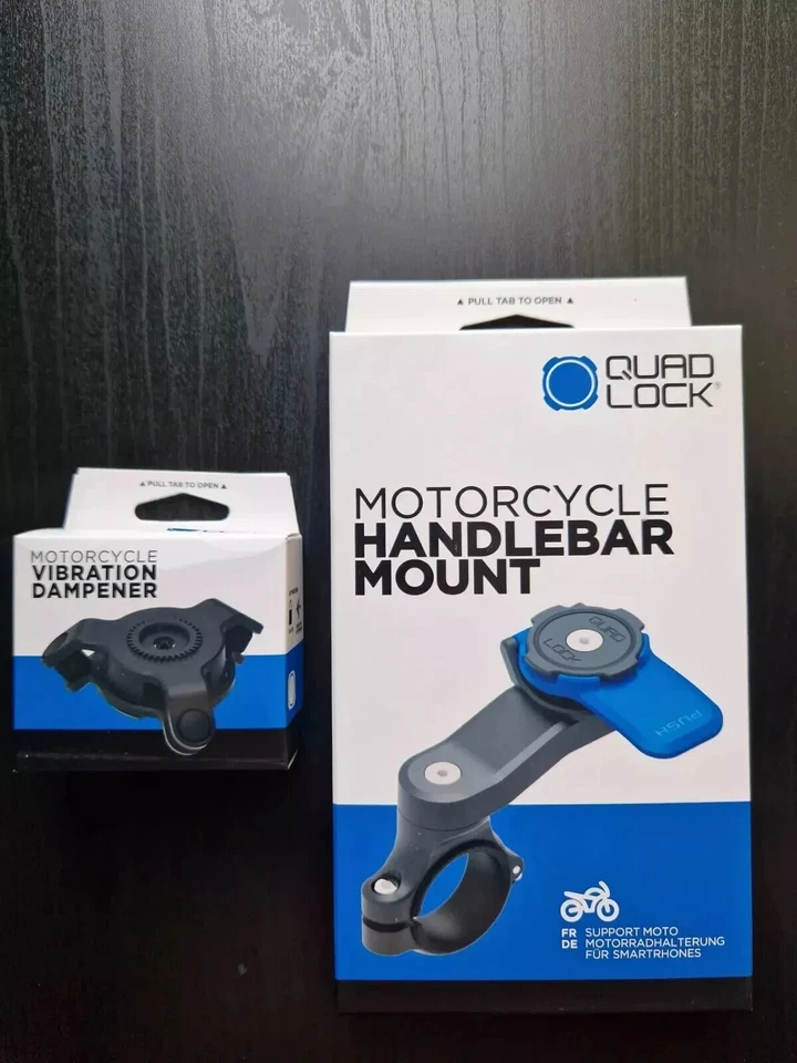Quad Lock Motorcycle Motorbike Handlebar Mount + Vibration Dampener + Adaptor - Image 1 of 2