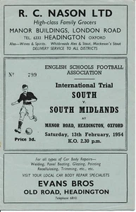 HEADINGTON UNITED - South v South Midlands (Schools Trial @ The Manor) 1953/1954 - Imagen 1 de 1