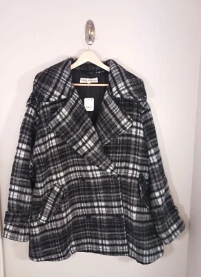 Chaquetón Free People de lana de gran tamaño holgado a cuadros talla L nuevo con etiquetas Foto 1 de 4